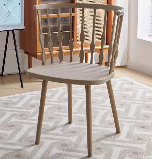 Hot selling modern simple ins plastic backrest dining chair (camel) (size: height 83CM, seat width 50CM)