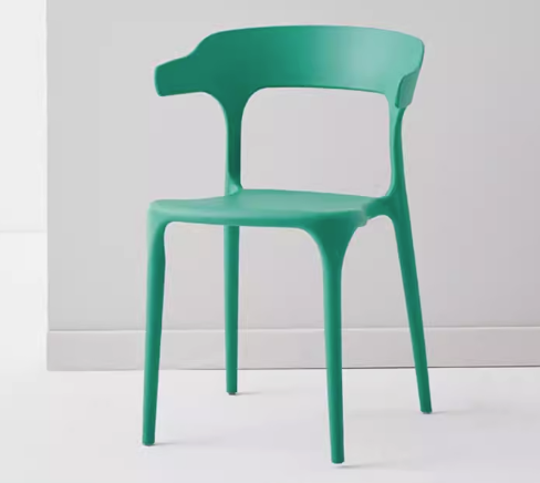 Hot selling simple thickened version of plastic backrest horn dining chair (quiet green) (size: 41*42*75CM)