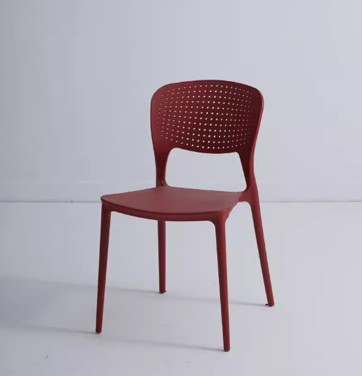 Hot selling simple thick backrest plastic dining chair (dark red) (size: 47*50*79CM)