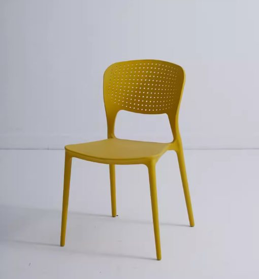 Hot selling simple thick backrest plastic dining chair (yellow) (size: 47*50*79CM)