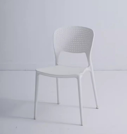 Hot selling simple thick backrest plastic dining chair (white) (size: 47*50*79CM)