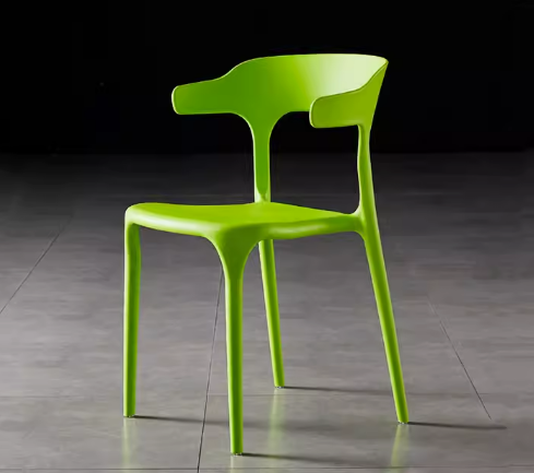 Hot selling simple thickened version of plastic backrest horn dining chair (apple green) (size: 41*42*75CM)