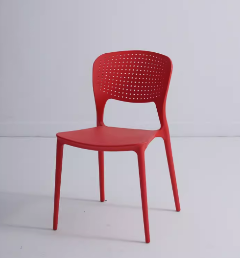 Hot selling simple thick backrest plastic dining chair (big red) (size: 47*50*79CM)