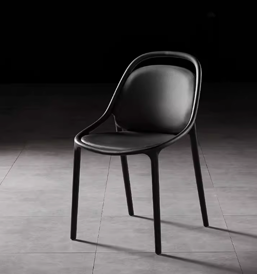 Hot selling simple thick backrest plastic dining chair (703 black) (size: 45*50*46CM)