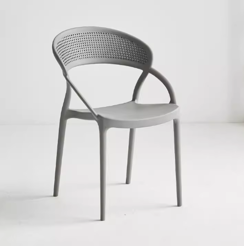 Hot selling Nordic fashionable plastic backrest dining chair (grey) (size: 44*48*82CM)