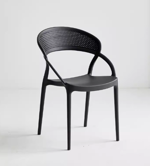Hot Selling Nordic Fashion Plastic Backrest Dining Chair (Black) (Size: 44*48*82CM)