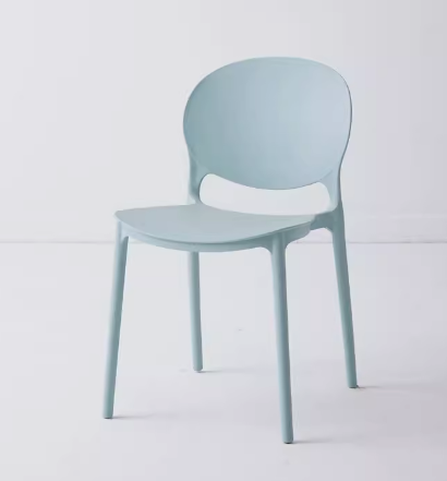 Hot selling Nordic fashionable plastic backrest dining chair (small dirty blue) (size: 43*47*78CM)