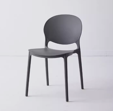 Hot selling Nordic fashionable plastic backrest dining chair (dark gray) (size: 43*47*78CM)