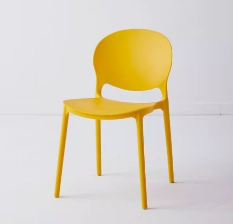 Hot selling Nordic fashionable plastic backrest dining chair (bright yellow) (size: 43*47*78CM)