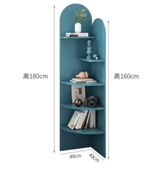 Popular living room corner cabinet bookcase (peacock blue) [length 40cm*width 40cm*height 180cm]