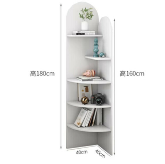 Popular living room corner cabinet bookcase (warm white) [length 40cm*width 40cm*height 180cm]