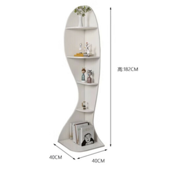 Popular living room corner cabinet bookcase (warm white) [length 40cm*width 40cm*height 182cm]