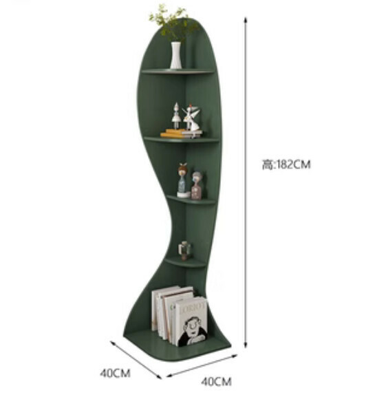 Popular living room corner cabinet bookcase (field green) [length 40cm*width 40cm*height 182cm]