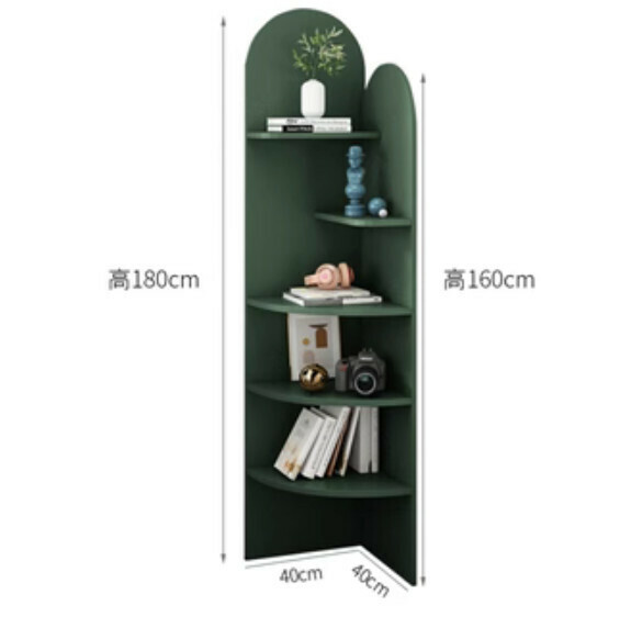 Popular living room corner cabinet bookcase (field green) [length 40cm*width 40cm*height 180cm]