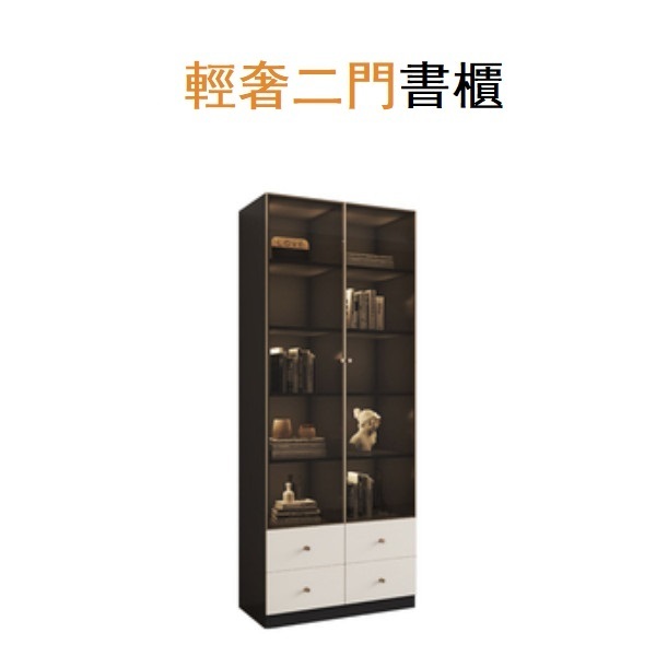 爆款現代簡約玻璃門書櫃（兩門書櫃）