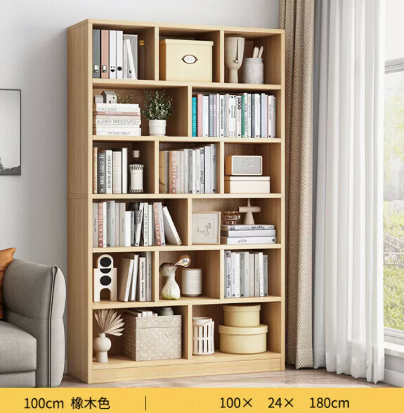 爆款簡約書櫃（全封閉背板-橡木色100*24*180cm）
