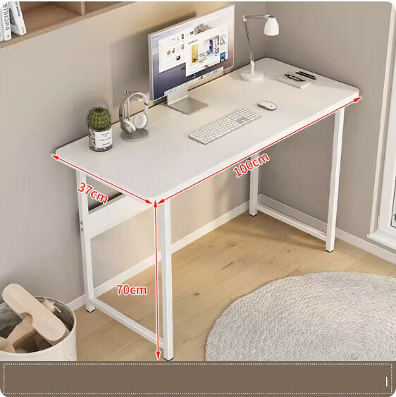 Hot recommended simple computer desk ([upgraded and reinforced version] white willow wood grain + white frame) [size: 100*37cm]