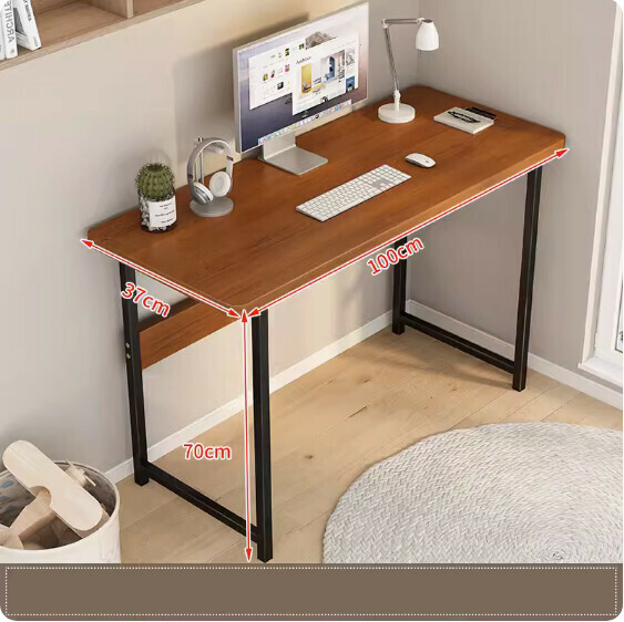 Hot recommendation simple computer desk ([upgraded and reinforced version] ancient sandalwood grain + black frame) [size: 100*37cm]