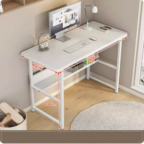 Hot recommended simple computer desk ([widened and reinforced double-layer model] white willow wood grain + white frame) [size: 80*40cm]