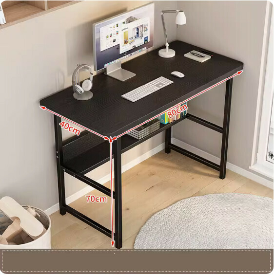 Hot recommended simple computer desk ([widened and reinforced double-layer model] black willow wood grain + black frame) [size: 80*40cm]