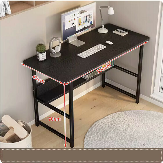 Hot recommended simple computer desk ([widened and reinforced double-layer model] black willow wood grain + black frame) [size: 100*45cm]