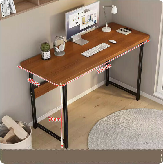 Hot recommended simple computer desk ([upgraded and reinforced version] ancient sandalwood grain + black frame) [size: 120*40cm]