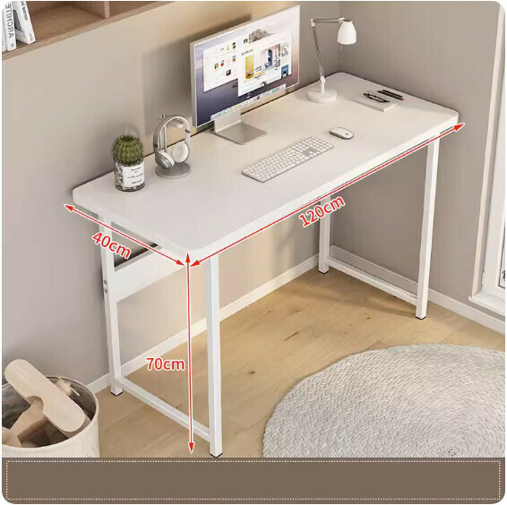 Hot recommended simple computer desk ([upgraded and reinforced version] white willow wood grain + white frame) [size: 120*40cm]