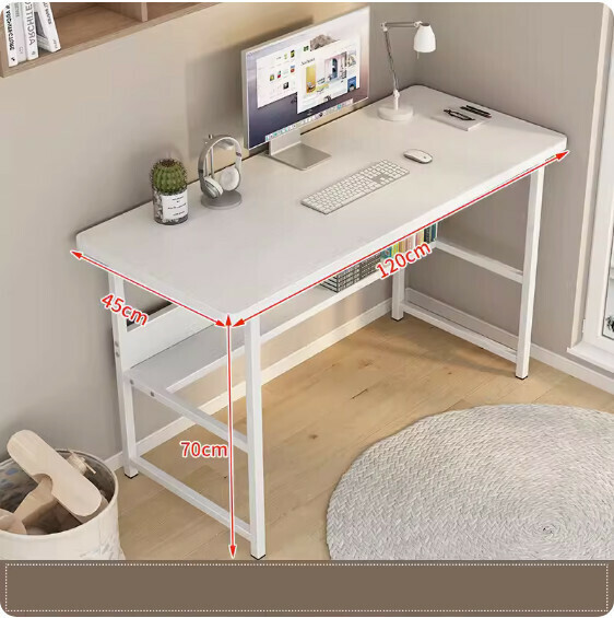 Hot recommended simple computer desk ([widened and reinforced double-layer model] white willow grain + white frame) [size: 120*45cm]