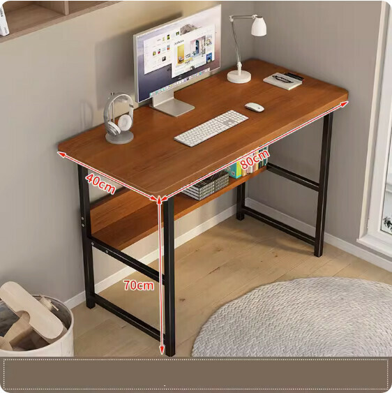 Hot recommended simple computer desk ([widened and reinforced double-layer model] ancient sandalwood grain + black frame) [size: 80*40cm]