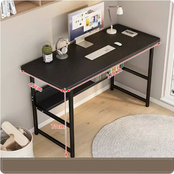 Hot recommended simple computer desk ([widened and reinforced double-layer model] black willow wood grain + black frame) [size: 120*45cm]