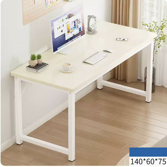 Hot push simple computer desk ([thick 30mm square tube] white brushed) [size: 140*60cm]
