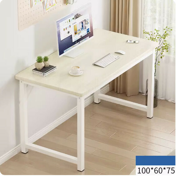 Hot push simple computer desk ([thick 30mm square tube] white brushed) [size: 100*60cm]
