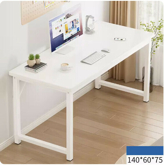 Hot recommended simple computer desk ([thick 30mm square tube] warm white) [size: 140*60cm]