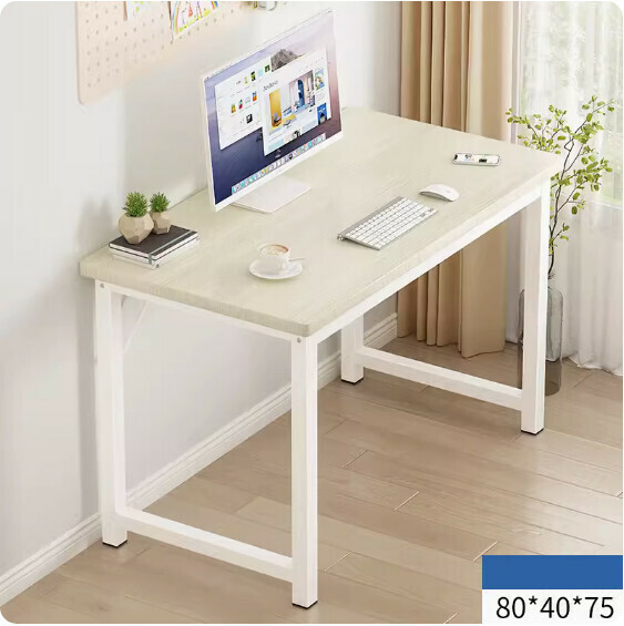 Hot push simple computer desk ([thick 30mm square tube] white brushed) [size: 80*40cm]