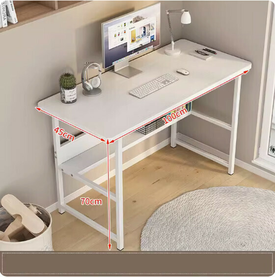 Hot recommended simple computer desk ([widened and reinforced double-layer model] white willow grain + white frame) [size: 100*45cm]