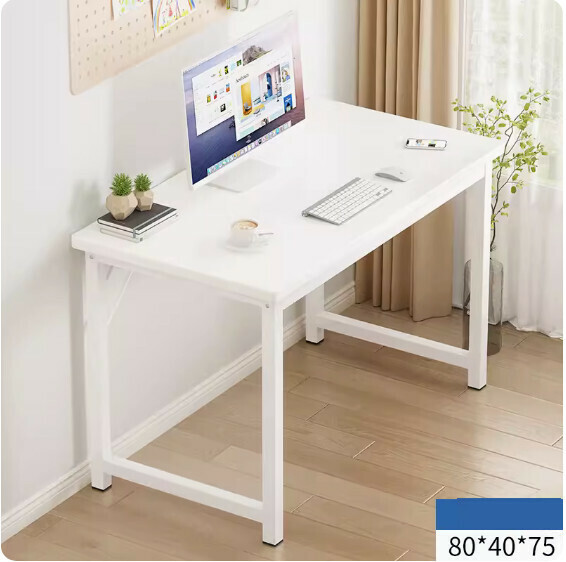 Hot recommended simple computer desk ([upgraded 25mm square tube] warm white) [size: 80*40cm]