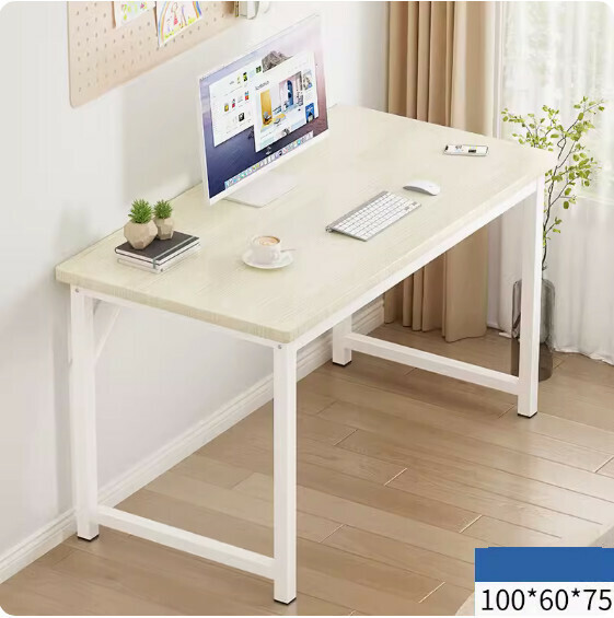 Hot recommended simple computer desk ([upgraded 25mm square tube] white brushed) [size: 100*60cm]