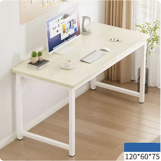 Hot recommended simple computer desk ([upgraded 25mm square tube] white brushed) [size: 120*60cm]
