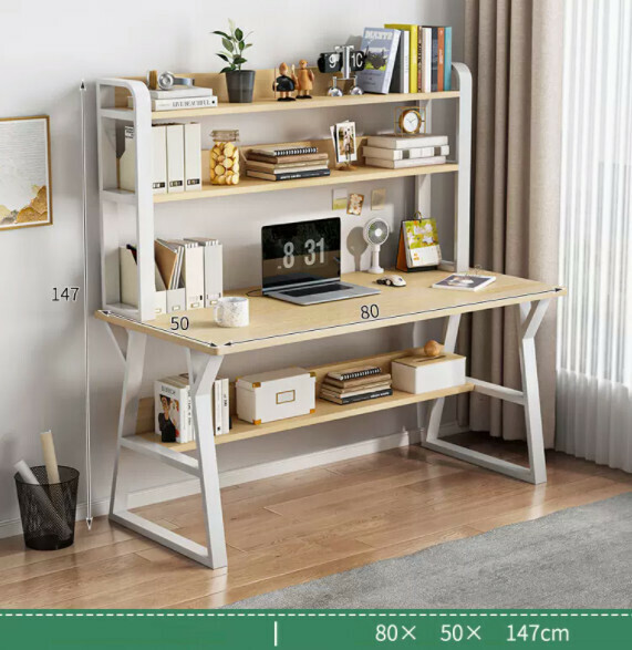 Hot recommended desktop computer desk (double-layer white frame + white shank color) [size: length 80*width 50*height 147cm]