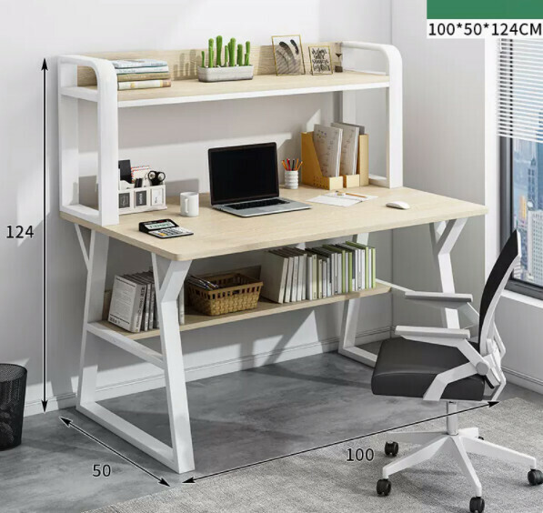 Hot recommended desktop computer desk (single layer - white fir color white frame) [size: length 100*width 50*height 124cm]