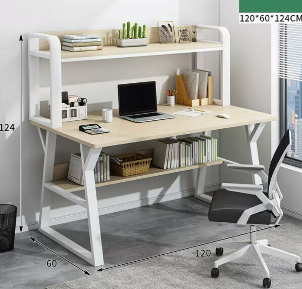Hot recommended desktop computer desk (single layer - white fir color white frame) [size: length 120*width 60*height 124cm]