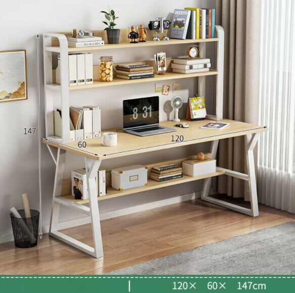 Hot recommended desktop computer desk (double-layer white frame + white shank color) [size: length 120*width 60*height 147cm]