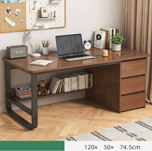 Hot recommended desktop computer desk (single seat - dark walnut black frame) [size: length 120*width 50*height 74.5cm]