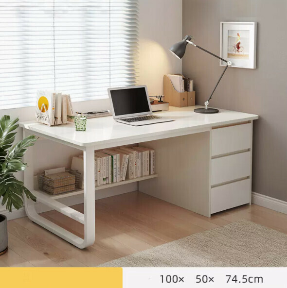 Hot recommended desktop computer desk (single seat - warm white white frame) [size: length 100*width 50*height 74.5cm]