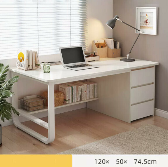 Hot recommended desktop computer desk (single seat - warm white white frame) [size: length 120*width 50*height 74.5cm]