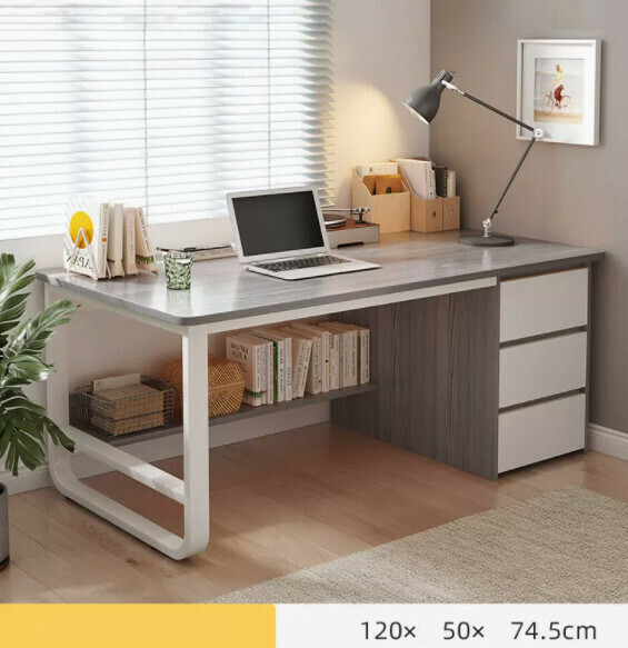 Hot recommended desktop computer desk (single seat - Morandi gray white frame) [size: length 120*width 50*height 74.5cm]