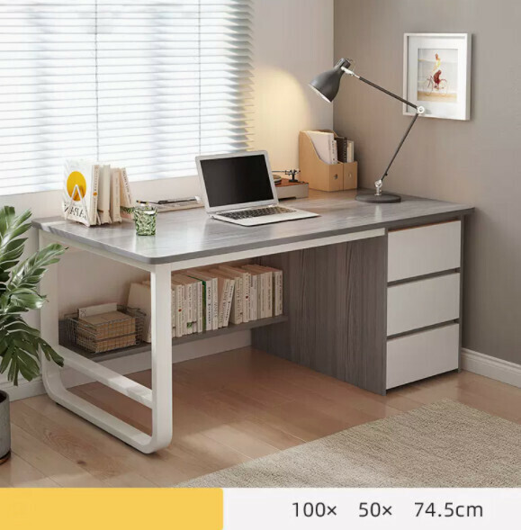 Hot recommended desktop computer desk (single seat - Morandi gray white frame) [size: length 100*width 50*height 74.5cm]