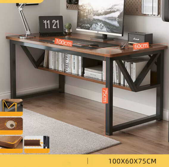 Hot recommended desktop computer desk (double layer - black oak color) [size: length 100*width 60*height 75cm]