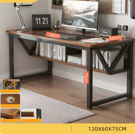Hot recommended desktop computer desk (double layer - black oak color) [size: length 120*width 60*height 75cm]