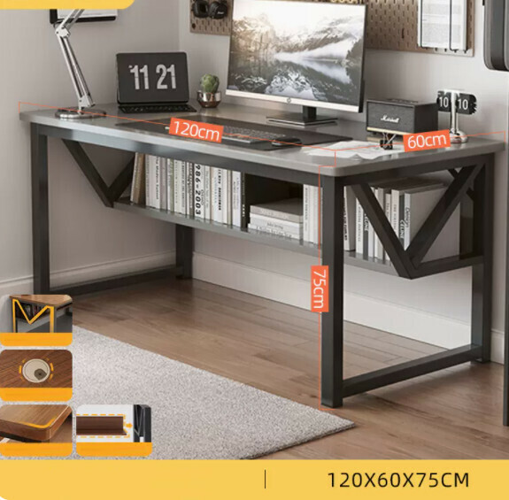 Hot recommended desktop computer desk (double layer - space gray) [size: length 120*width 60*height 75cm]